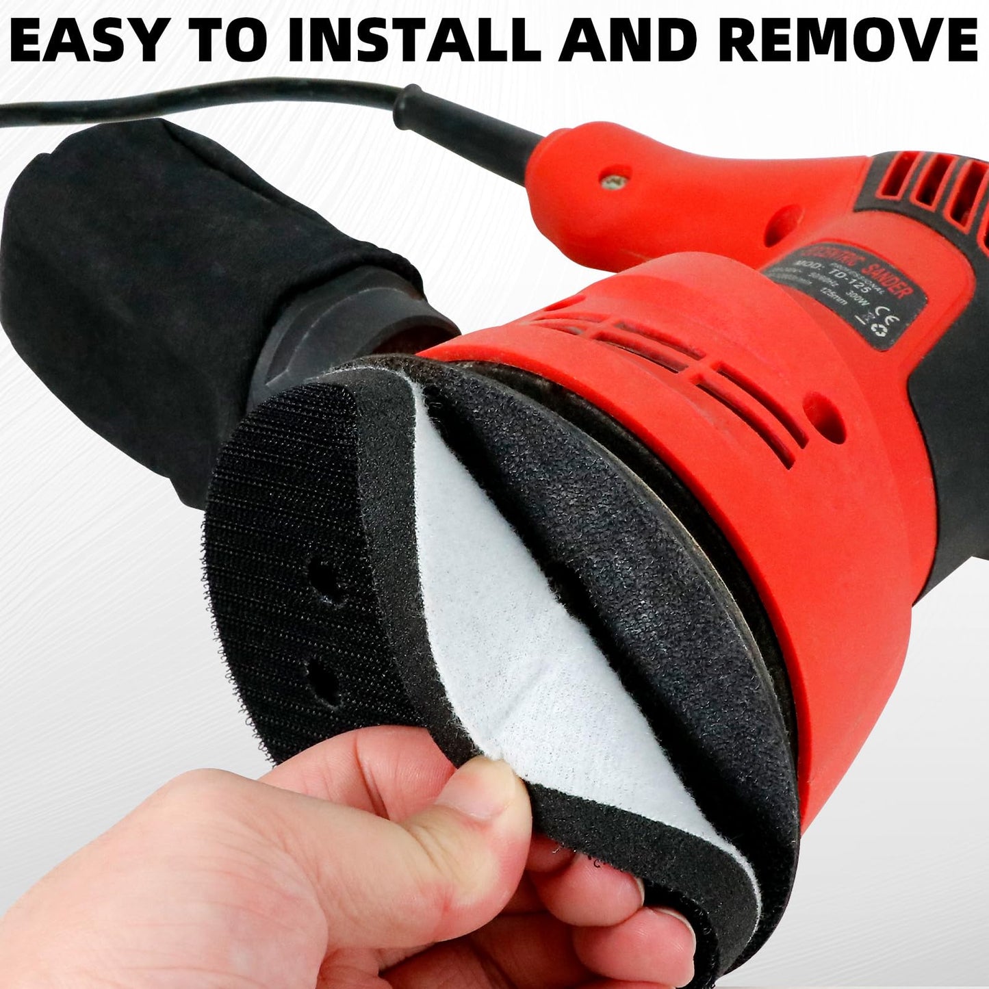 Pukamam 4 Pcs 5 Inch Foam Sponge Sanding Pads 8 Hole Hook and Loop Interface Pads for Random Orbital Sander