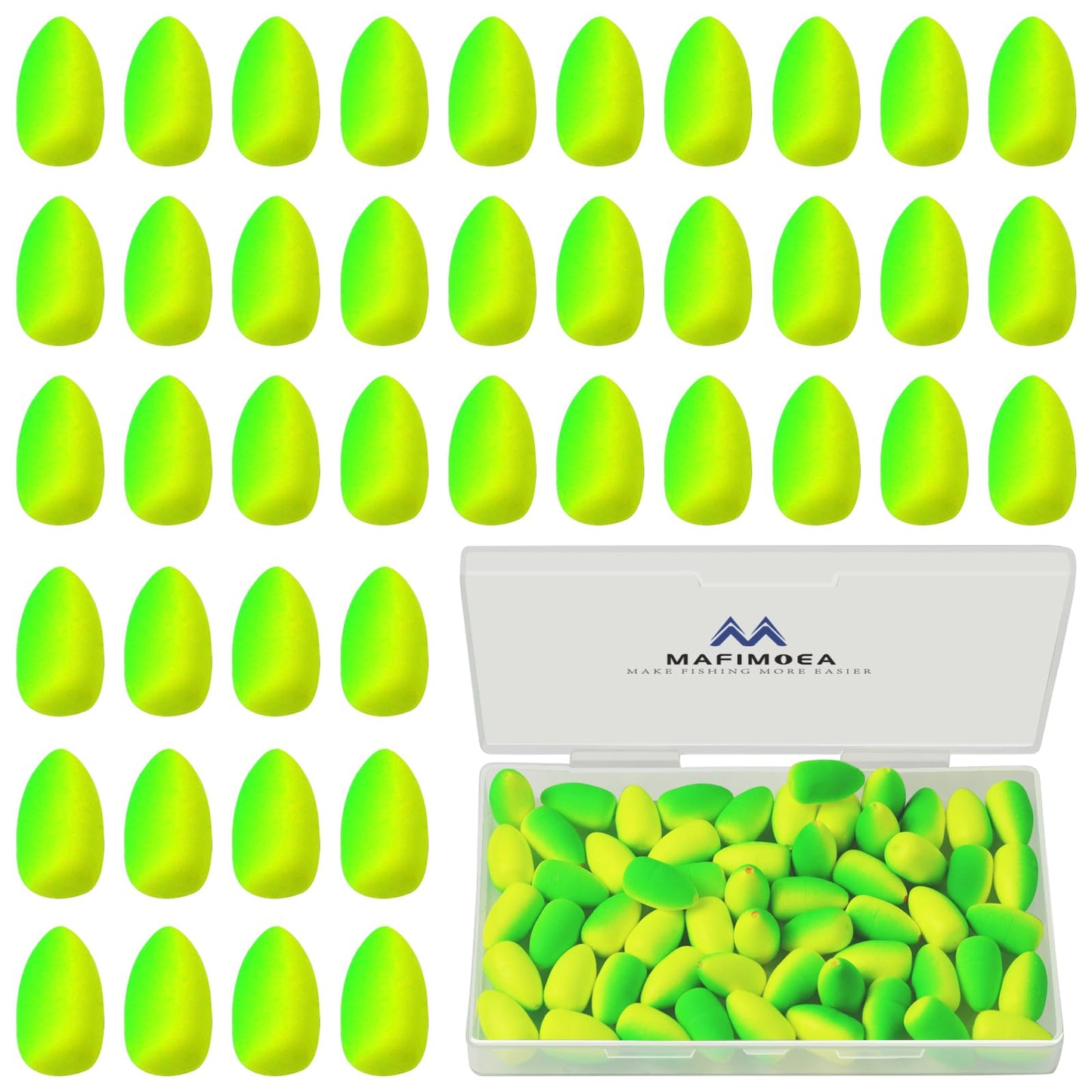 MAFIMOEA 80/60/45 PCS Bullet Fishing Foam Floats Snell Float Surf Pompano Rigs Float for Spinner Rig Making Fly Fishing Strike Indicators for Trout Catfish Walleye