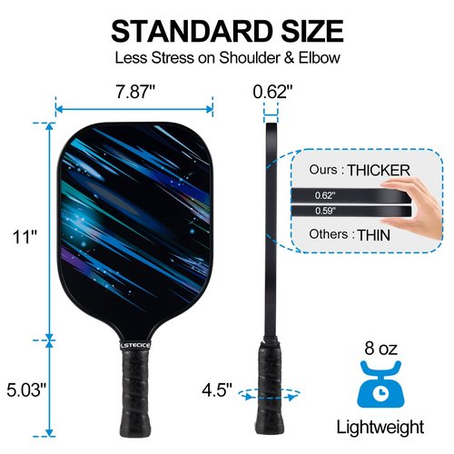 LSTECICE Pickleball Paddles Set of 4, Fiberglass Pickleball Paddles with Honeycomb Core, Lightweight Pickleball Set with Balls & Bag for Men, Women & Beginners