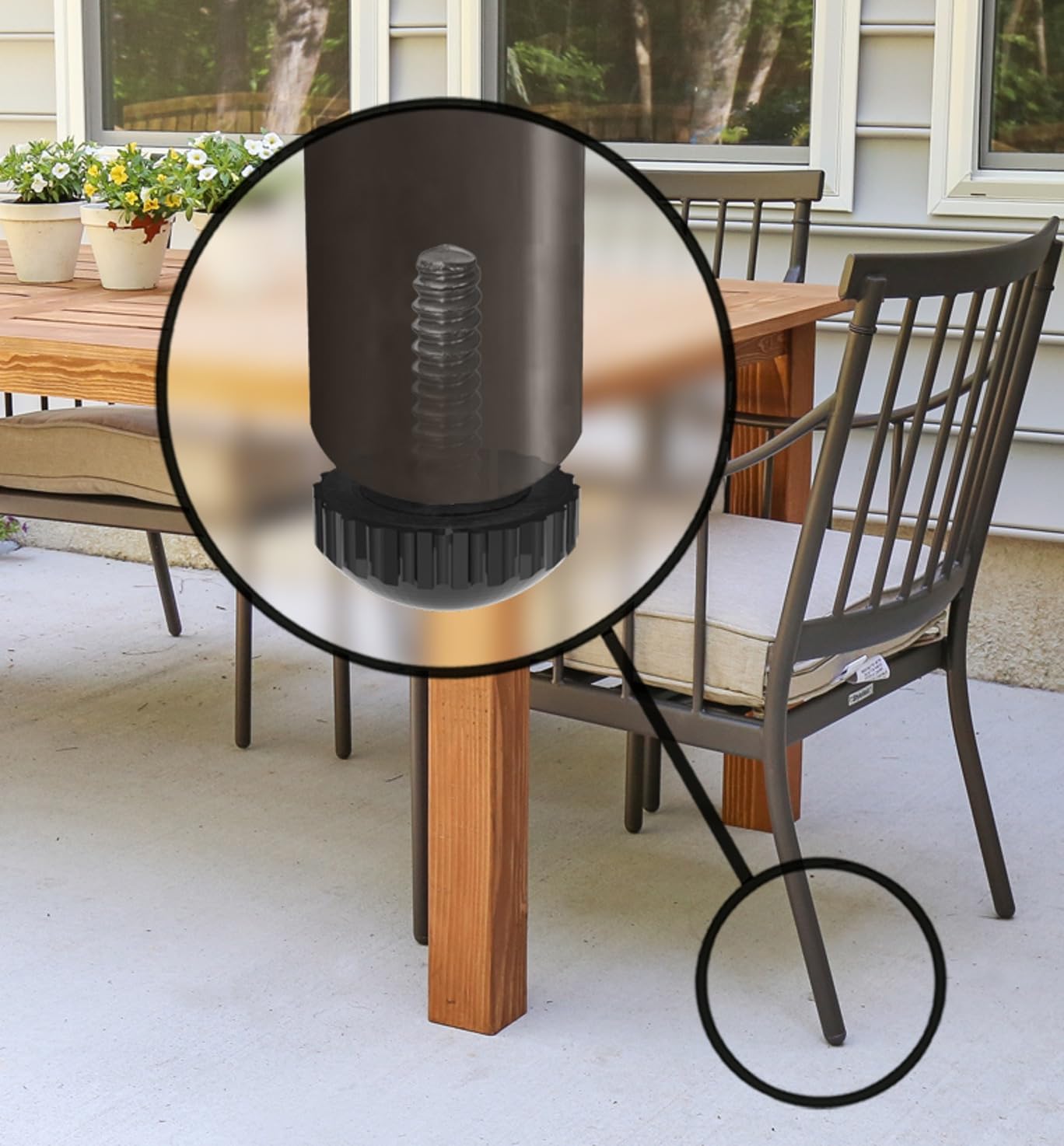 Slipstick Gorilla Outdoor Adjustable Furniture Levelers (8 Pack) Weatherproof Screw in Leg Glides for Chairs, Tables, and Outdoor Furniture Feet, 7/8 Inch Nylon Spherical Glide, M6 Thread