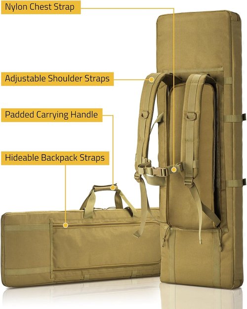 CVLIFE Soft Rifle Case - Double Long Gun Bag with Lockable Zipper & Backpack Strap | 36", 42", 46" Sizes