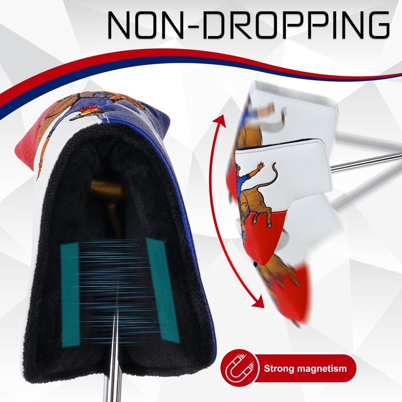 LZFAN Golf Club Covers 3 PCS Or 1PC, Golf Club Head Covers for Woods and Drivers Fairway Hybrid, Golf Head Covers Fit Most Golf Clubs Golf Headcovers Set Texas Punch (Heel Shaft Putter)