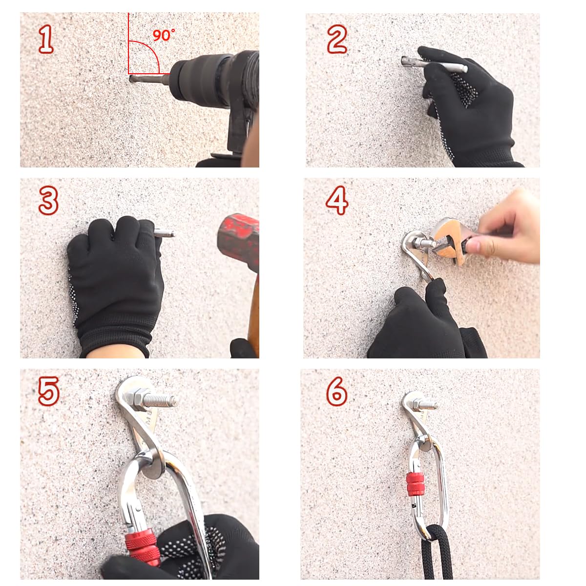 YZTONGPAO 304 Stainless Steel Climbing Anchor Bolt, 25-30KN Rock Climbing Bolt Hanger, M10 and M12 Climb Fastening Bolt Safe Fixed Point, 4 Set Rock Climbing Holds