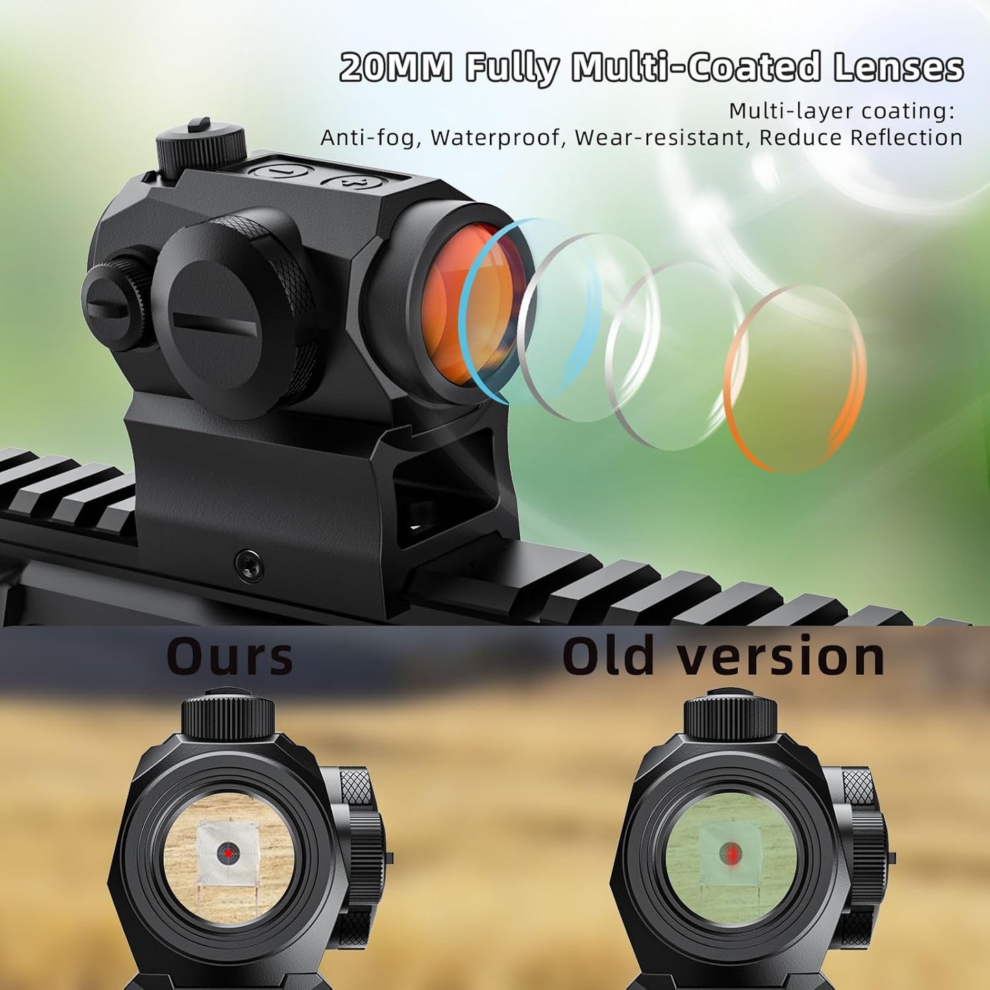 Motion Awake 2MOA Red Dot Sight - 11 Brightness Settings | IPX7 Waterproof & 50000H Battery Life