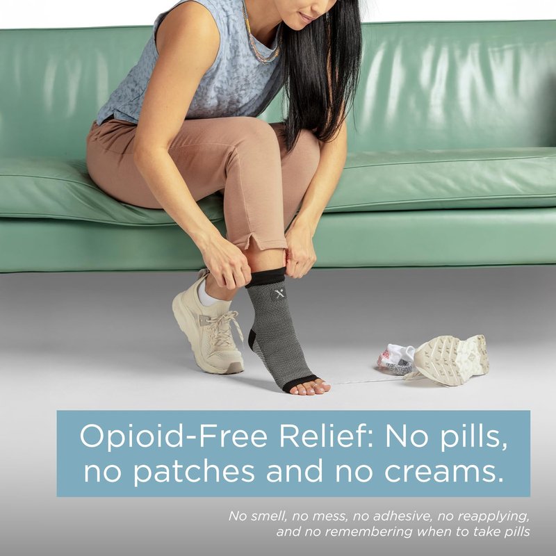 NUFABRX Medicine-Infused Pain Relieving Ankle Compression Sleeve for Men and Women with Ankle Pain, Arthritis, Tendonitis, and Plantar Fasciitis