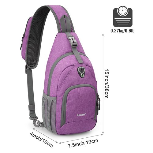 G4Free Sling Bag Backpack Chest Shoulder Bag Anti Theft Crossbody Gym Daypack with Earphone Hole for Outdoor Cycling Travel Hiking Men Women, Light Purple