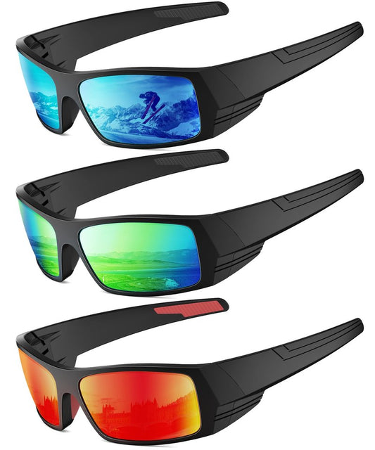 QALLY Polarized Sports Sunglasses for Men Women Wrap Around Sun Glasses UV400 Protection Mens Sunglasses Cycling Fishing Golf