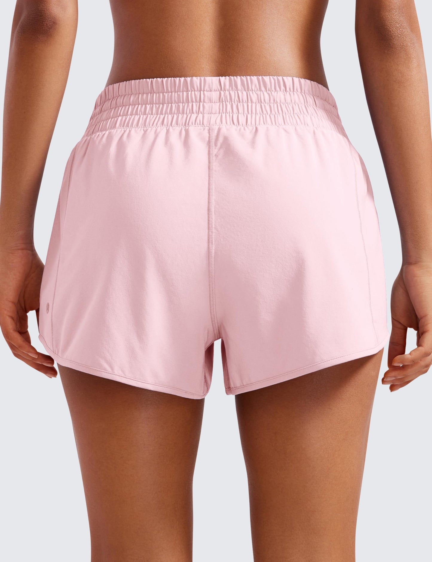 CRZ YOGA High Waisted Running Shorts for Women 2.5" - Mesh Liner Quick Dry for Workout Sport Athletic with Zipper Pocket Strawberry Pink Small