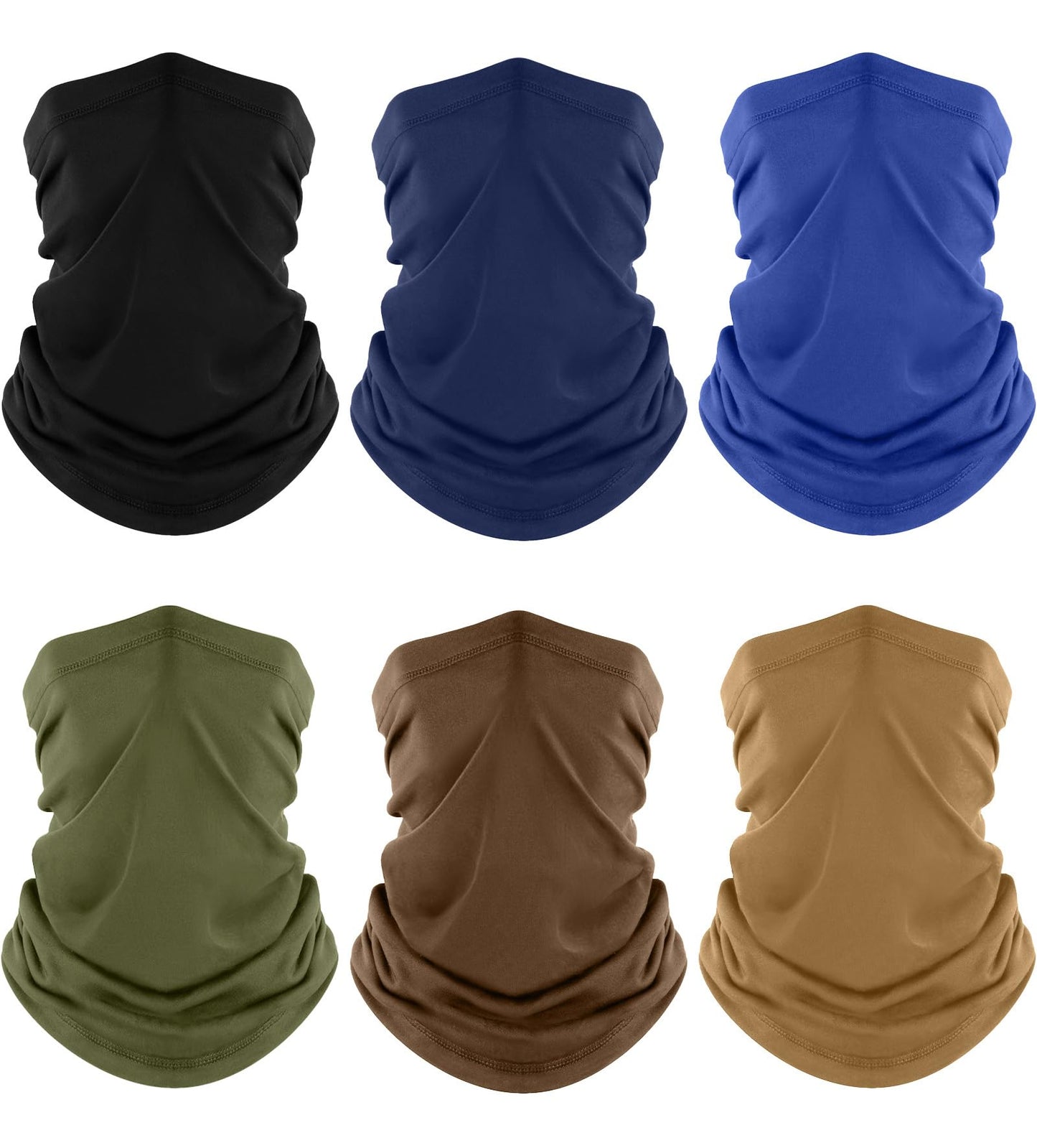 Fuinloth Neck Gaiter, 6 Pack Face Mask Bandana Fishing Cooling Sun Protection Scarf for Men Women Black+Blue+Green+Navy+Sand+Brown