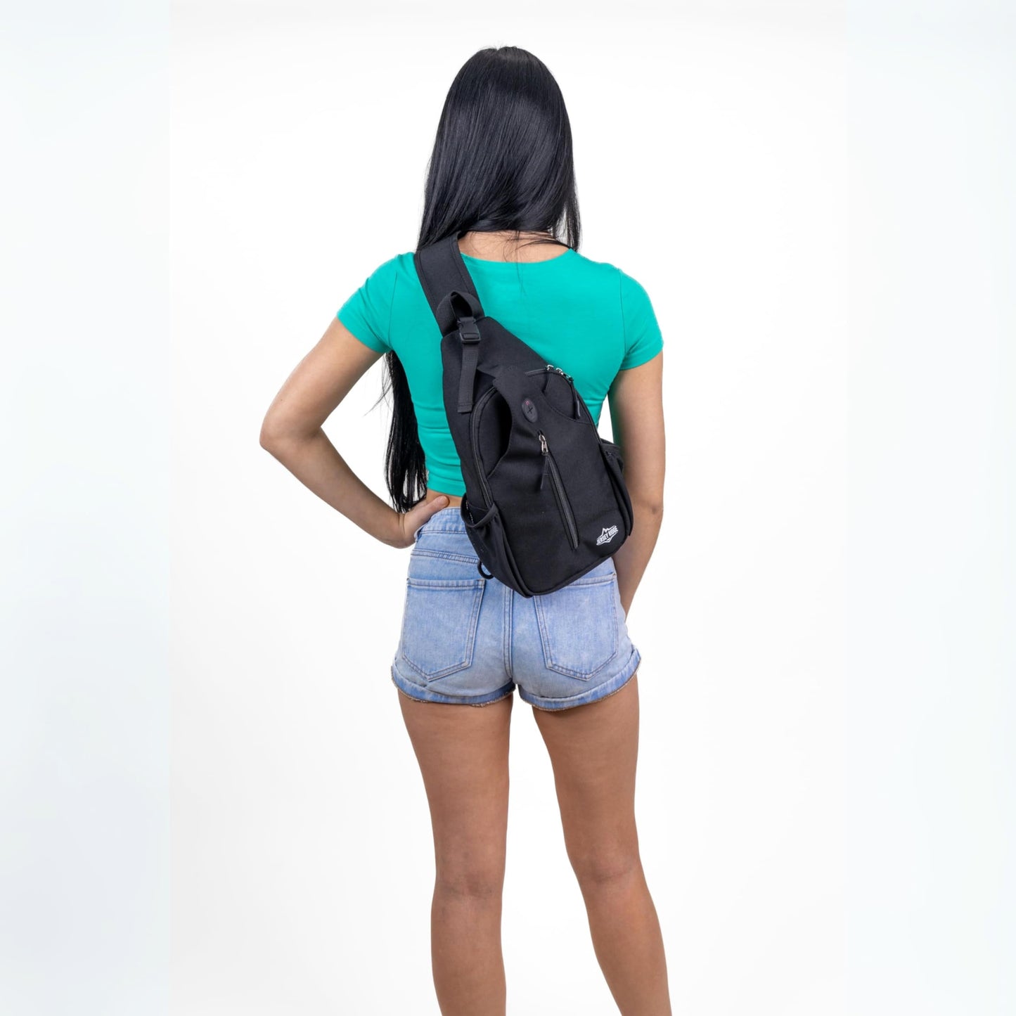 JERSEY RIDGE Crossbody Sling Bag – Anti-Theft Carryall Daypack Backpack with Adjustable Chest Strap for Travel or Hiking (Black)