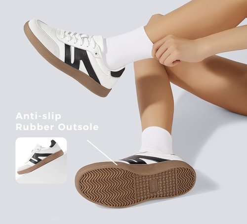 Lucky Step Classic Retro Sneakers - Genuine Leather Casual Tennis Shoes | Anti-Slip Gum Sole