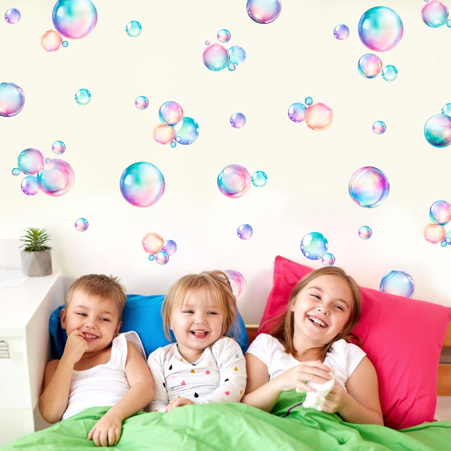 Soap Bubbles Decals,66-Set Colorful Bubble Stickers Undersea World,Bathroom Decals for Walls,Ceramic Tiles and Furniture