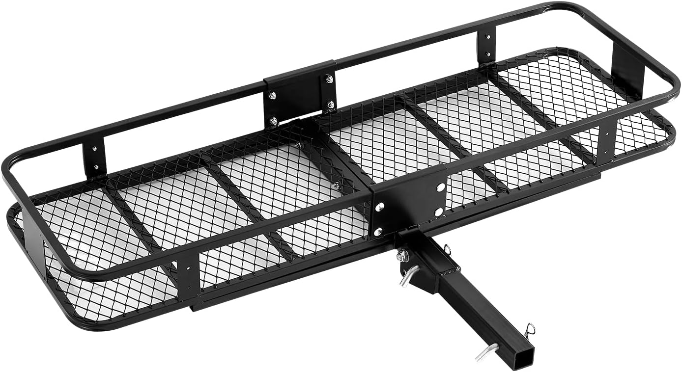 VEVOR Hitch Cargo Carrier - 500 lbs Capacity with Waterproof Cargo Bag & Net | 60"x20"x6" Folding Design for SUVs