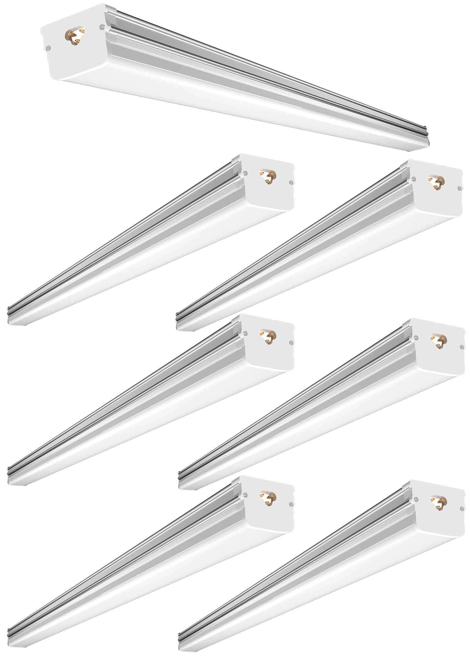 Lightdot 6Pack 4FT LED Shop Light Linkable, 2.5 Inch 52W[Eqv. 400W] Utility Shop Lights, 7500LM, 100-277V, 5000K Garage Lights with 5FT Power Cord, Hanging&Flushmount Integrated Fixture for Workshop