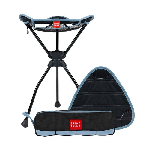 GRAND TRUNK Compass 360 XT Extra Tall Swivel Stool Compact Portable Outdoor Seat with 260 lb Capacity for Camping and Travel Sea Black