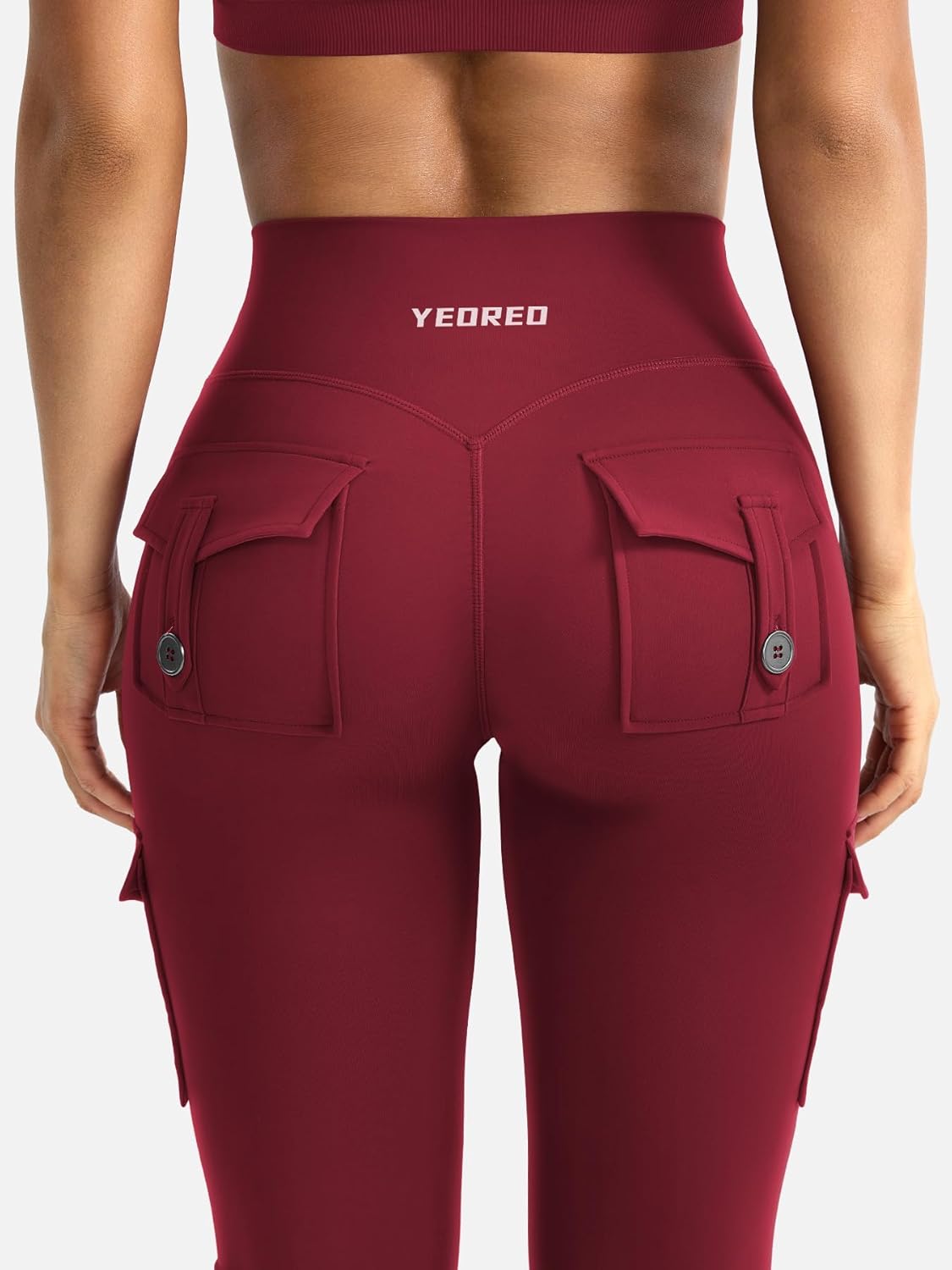 YEOREO CoreFlex Women's High-Waisted Flare Leggings - Hidden Pockets & No Front Seam | Gym & Yoga Essential