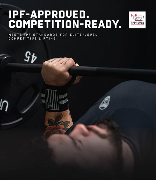 Gymreapers Weightlifting Wrist Wraps - IPF Approved 18" Professional Support with Heavy-Duty Thumb Loop for Powerlifting & Bodybuilding