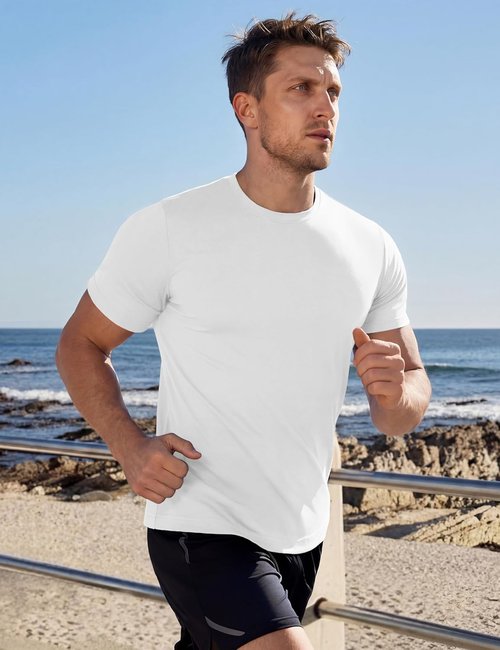 MAGCOMSEN Men's Workout Shirt - Dry Fit Short Sleeve Athletic Tee with UPF 50+ Protection | Moisture-Wicking for Gym & Outdoor Activities