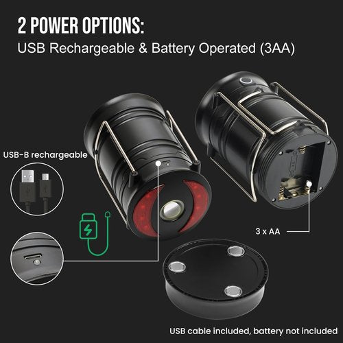 Lichamp 4 Pack Camping Lanterns - Rechargeable & Battery Powered | Versatile 4 Mode COB Flashlight for Emergencies & Outdoor Use