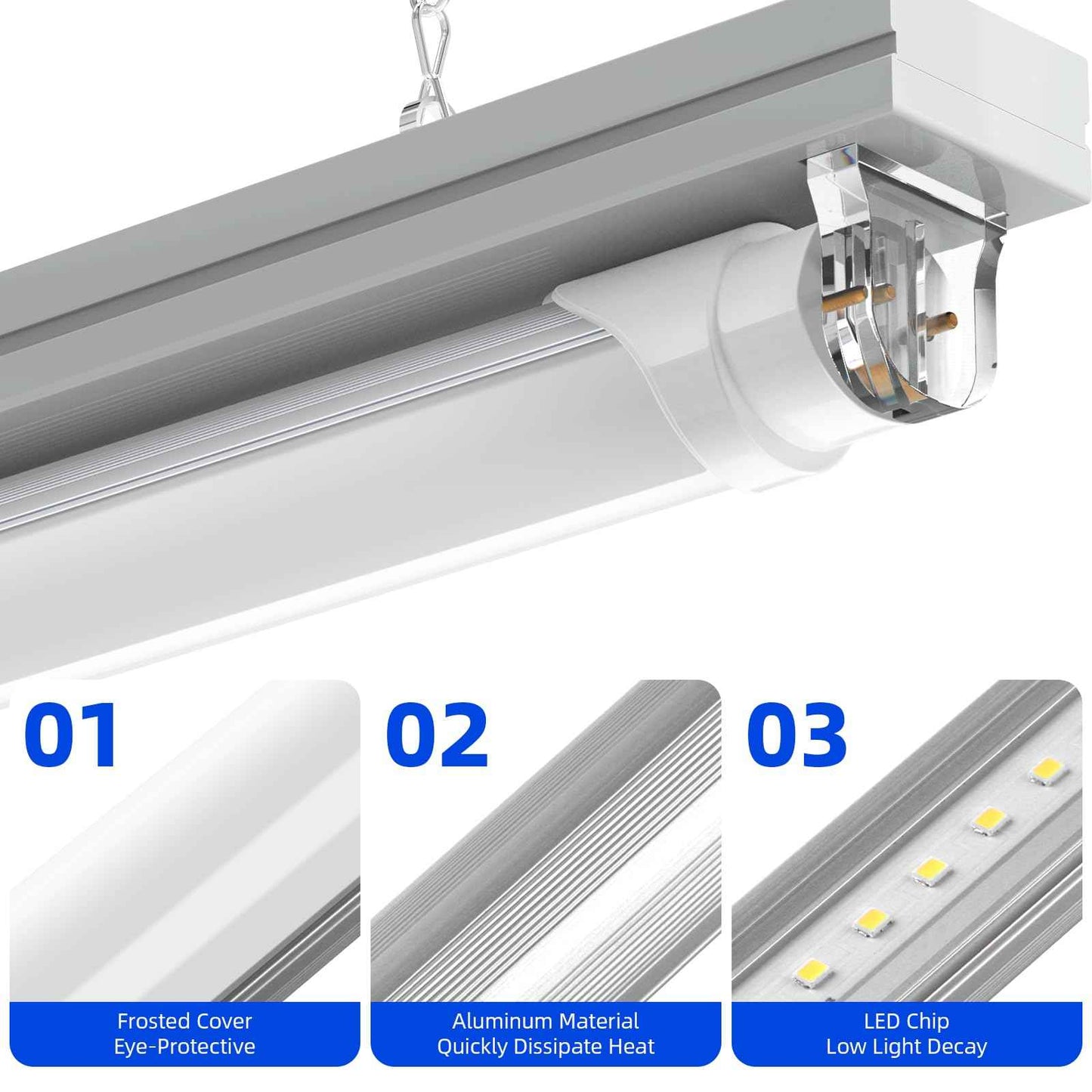 Barrina T8 LED Bulbs 4 Foot, Fluorescent Light Bulbs Replacement, 24W, 3200LM, 6000K Bright Light Ballast Bypass, Dual-End Powered, T8 T10 T12 LED Fluorescent Tube Replacement, Frosted Cover, 8 Packs