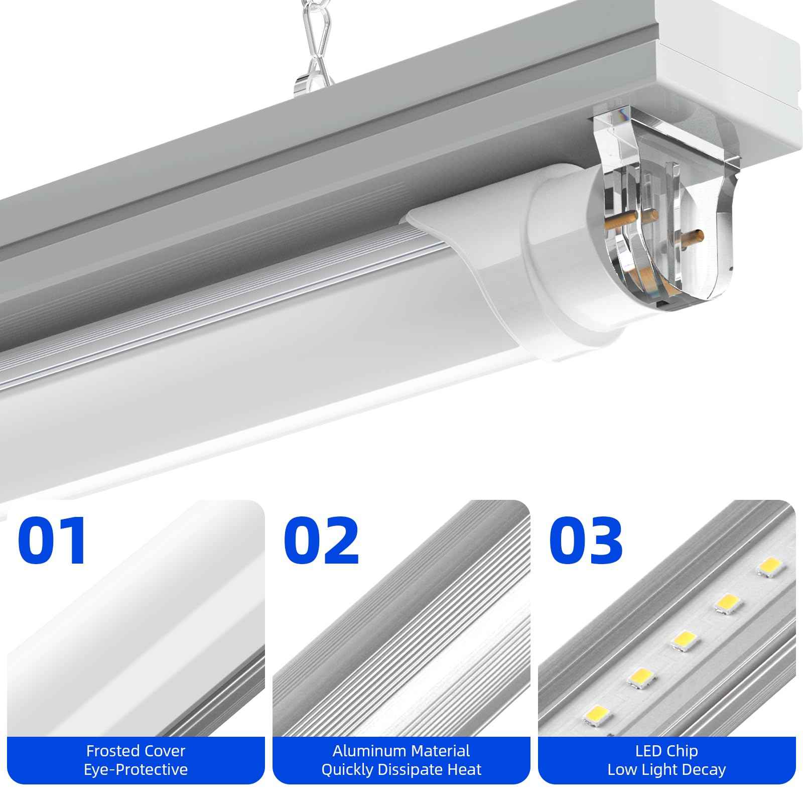 Barrina T8 LED Bulbs 4 Foot, Fluorescent Light Bulbs Replacement, 24W, 3200LM, 6000K Bright Light Ballast Bypass, Dual-End Powered, T8 T10 T12 LED Fluorescent Tube Replacement, Frosted Cover, 8 Packs
