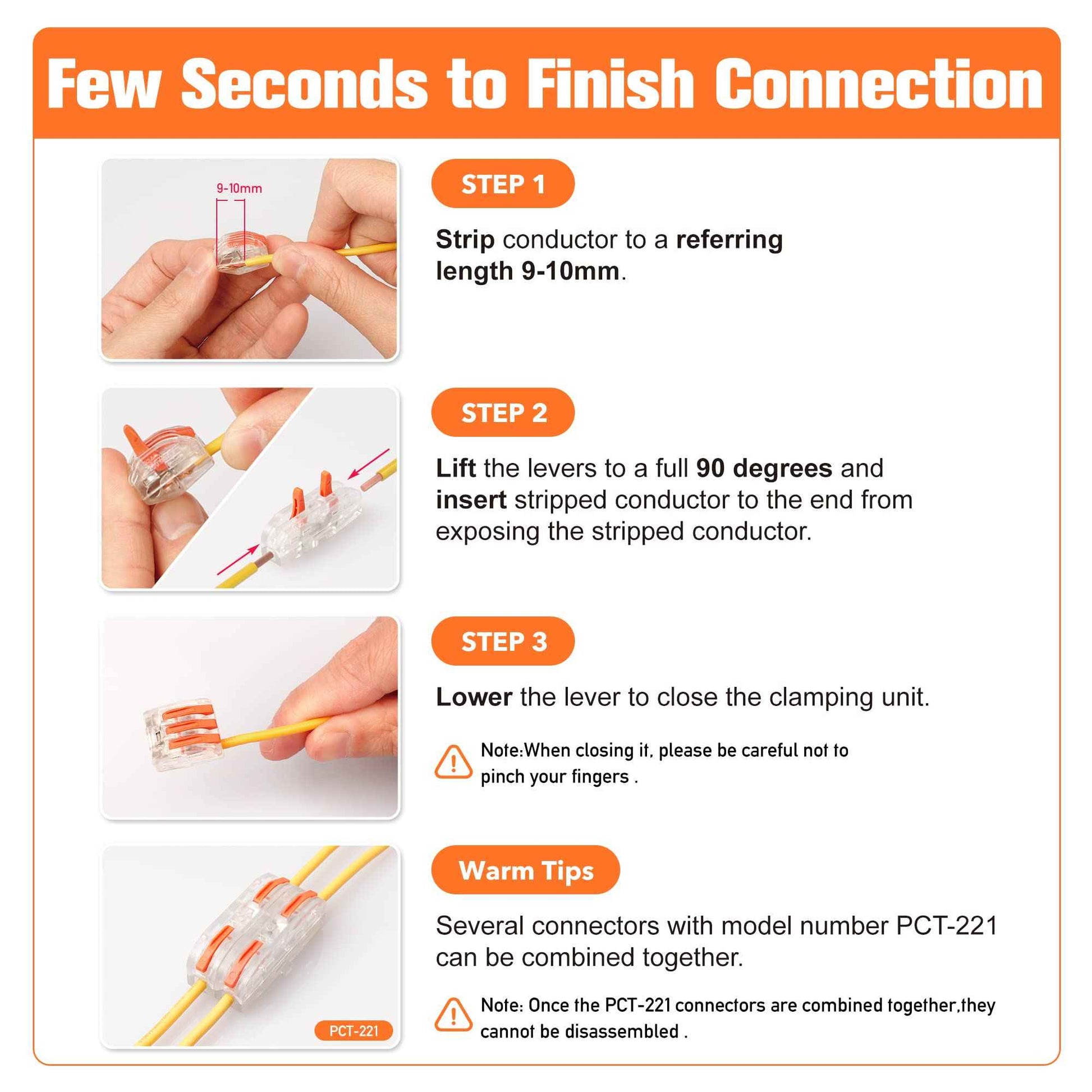 Kuject 120PCS Lever Wire Nuts Connectors Kit with 2/3/5 Conductor Combination, Electrical Lever Wire Connectors Push-in AWG 28-12, Wire Quick Connectors with 2 Circuit Inline Splices