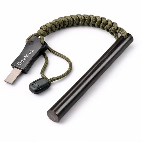Devmark Ferrocerium Fire Starter with Paracord Lanyard and HSS Striker, 3/8" Long Ferro Rod Fire Steel for for Camping, Bushcraft, Survival & Emergency Use