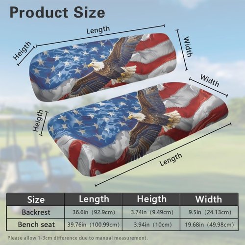 Brosoneto Eagle Golf Cart Seat Covers, American Flag Breathable Golf Cart Seat Blanket Towel, Travel Sports Golf Cart Front Seat Cover for Club Car Golf Cart Accessories