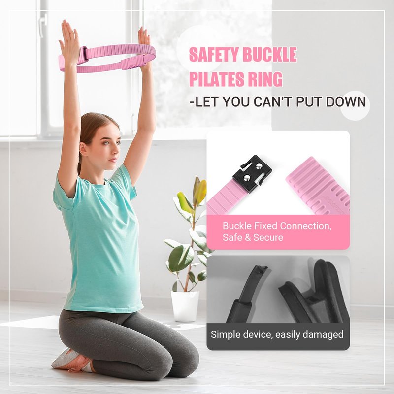 JHMFDDSB Pilates Ring Set, Pilates Essentials Kit with Pilates Ring and Ball, 3 Resistance Bands, Portable Bag & Training Poster, at Home Pilates Starter Workouts Equipment Kit for Women