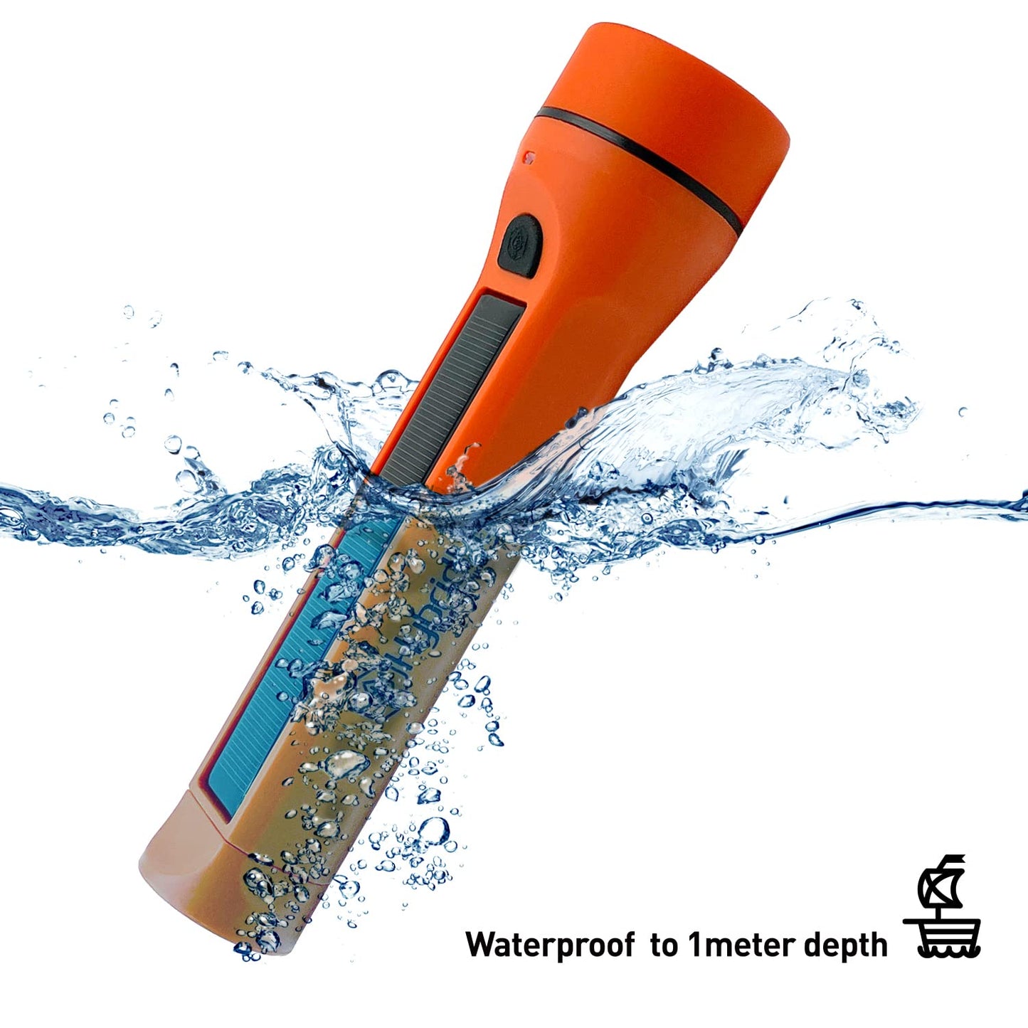 HYBRIDLIGHT Journey 1000 Solar LED Waterproof Flashlight with Micro USB Port, Orange
