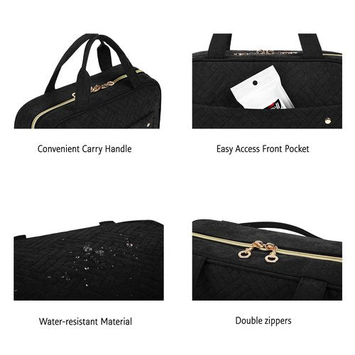 BAGSMART Toiletry Bag - Water-Resistant Travel Organizer with Hanging Hook | Medium Black
