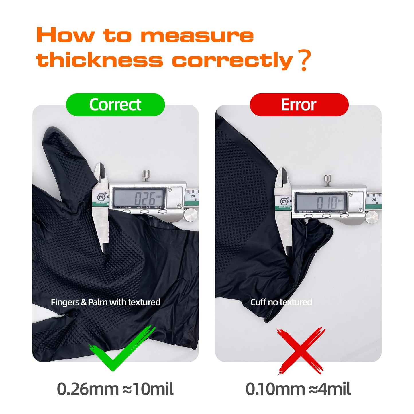 ANBOSON 10mil Nitrile-Gloves Disposable-Black Chemical-Resistant Rubber - Mechanic Gloves Heavy Duty, Latex Free, Diamond Grip (500, X-Large)