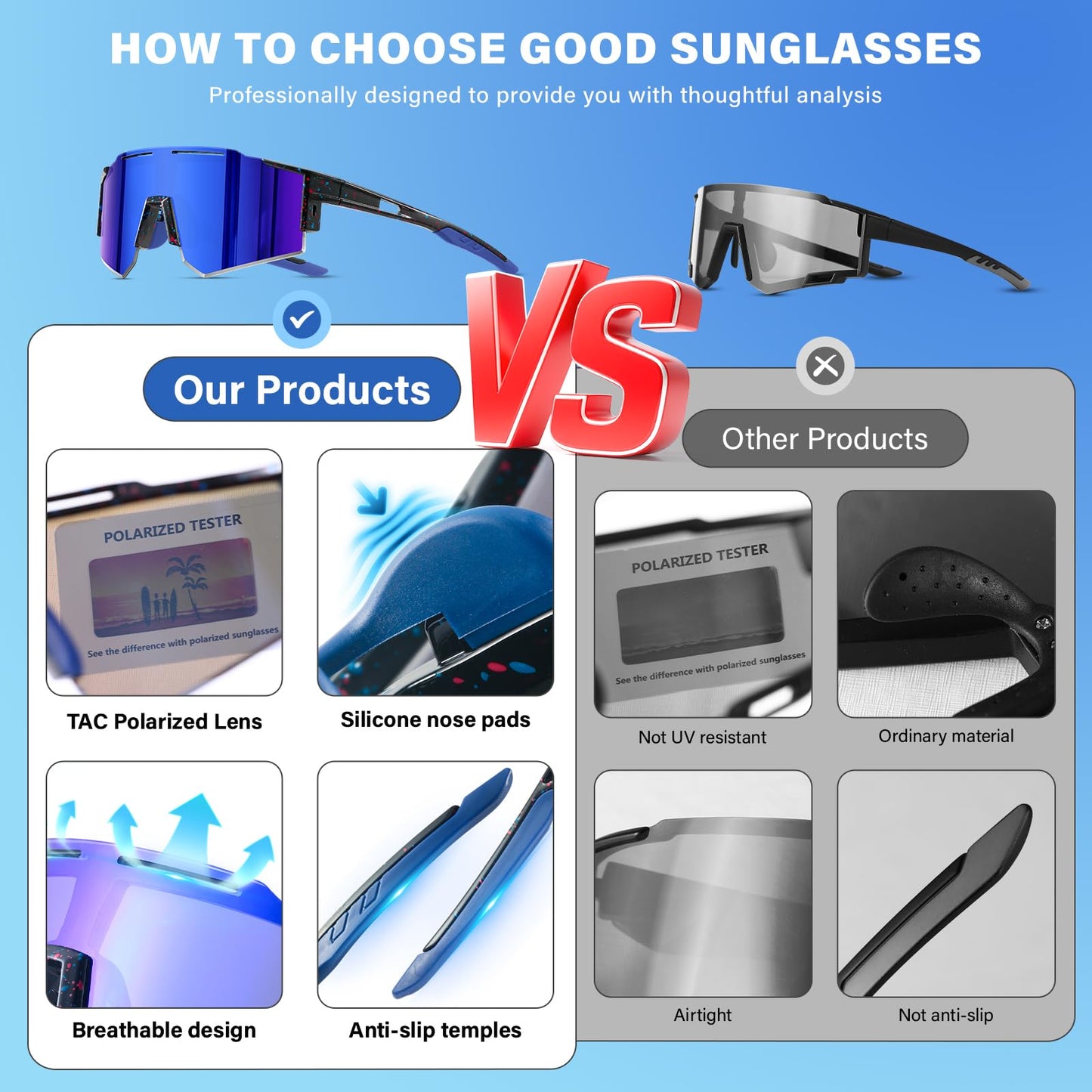 DioKiw 4PACK Kids Sunglasses Polarized Youth Baseball Sunglasses Boys Girls Softball Cycling UV400 Protection Goggles