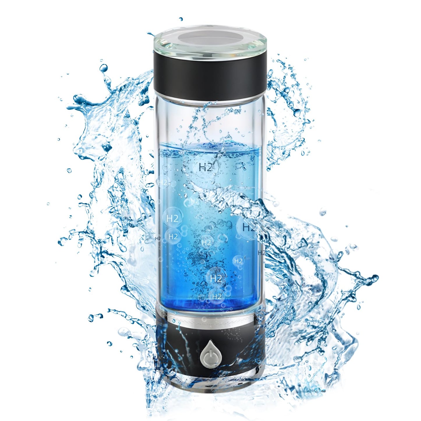 Hydrohealth Hydroh Hydrogen Water Bottle Generator, Portable and Rechargeable Hydro Health Hydrogen Water Bottle Glass with SPE Pem Technology,3 Min 4100 PPB Pure Hydrogen Rich Concentration