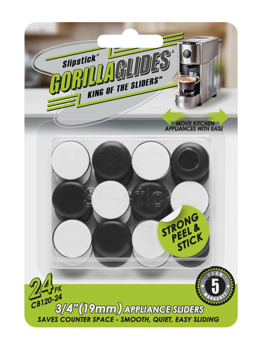 Slipstick GorillaGlides Kitchen Appliance Sliders (24 x 3/4” Round Glides) Self Adhesive Countertop Appliance Sliders Provide Easy Sliding and Saves Space on Counters