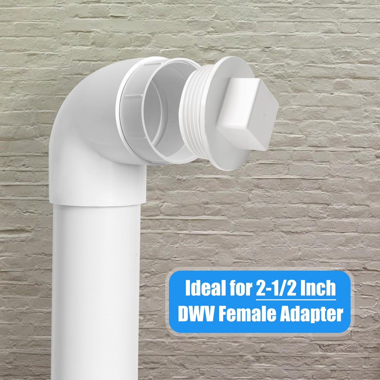 2-1/2" PVC Sewer Cleanout Plug, Fit SCH40 Standards NPT Male Threaded Flush Drain Cap for Drainage Piping Systems, Waste Water Pipe Access Cover