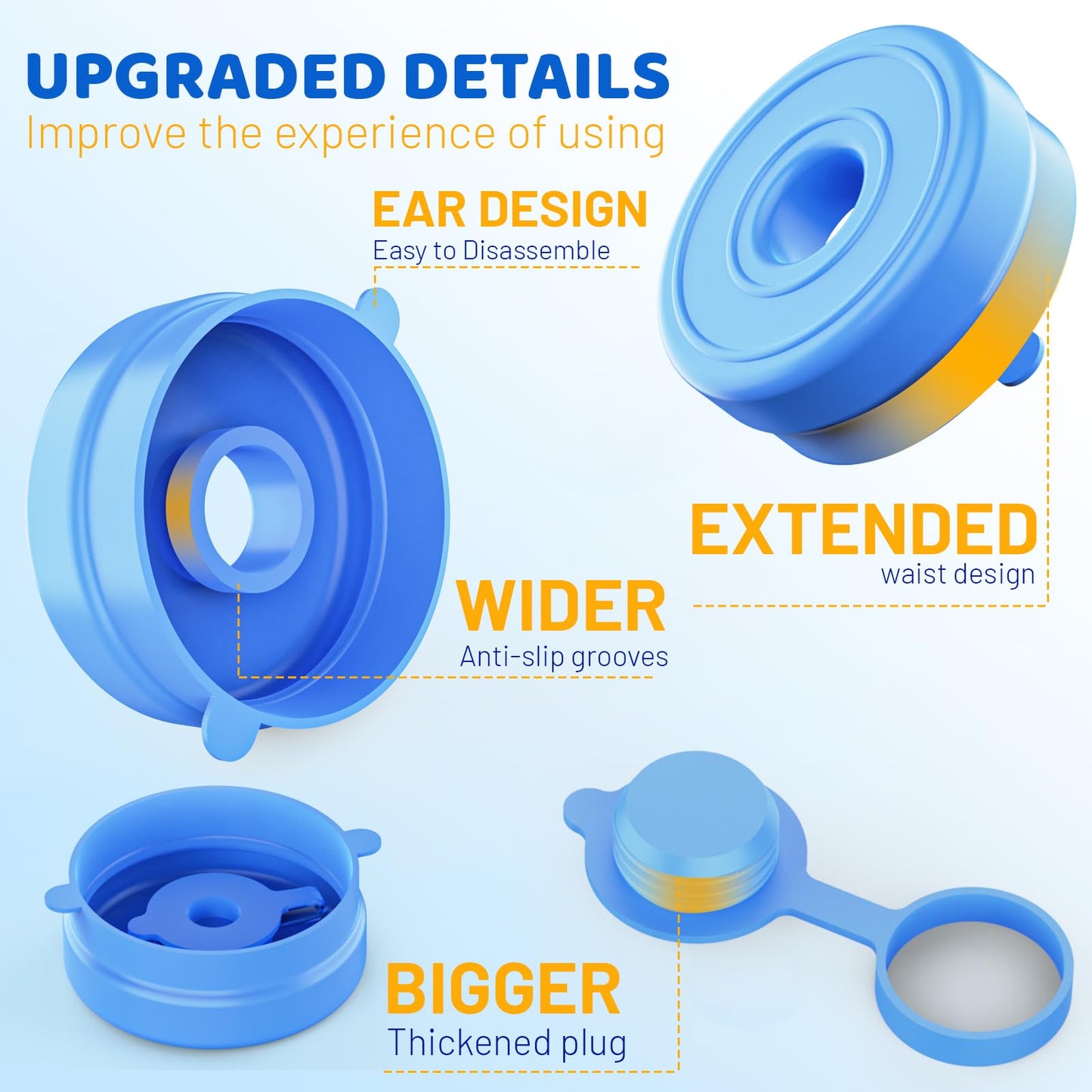 Myvision Reusable 3-5 Gallon Water Jug Caps, Secure Cap for Water Dispenser,No Spill Silicone Replacement Cap,Suitable for bottle mouths with diameters ranging from 1.89 to 2.16 inches (5)