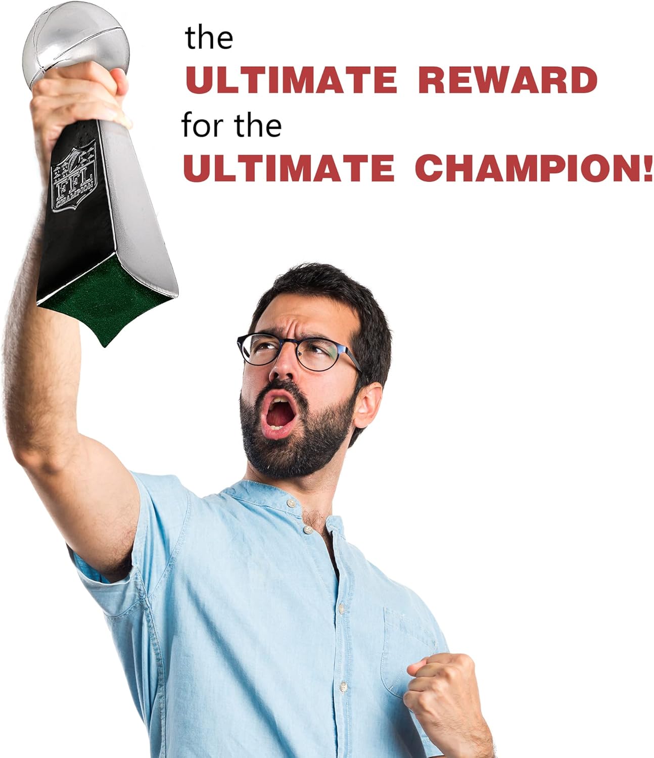 Spire Designs Fantasy Football Trophy - Chrome Replica Championship Award - First Place Winner | 2 Sizes Available