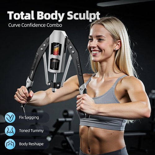 LUCRUSE Twister Arm Exerciser - Adjustable 22-440lbs Hydraulic Power, Home Chest Expander, Shoulder Muscle Training Fitness Equipment, Arm Enhanced Exercise Strengthener. (Grey)