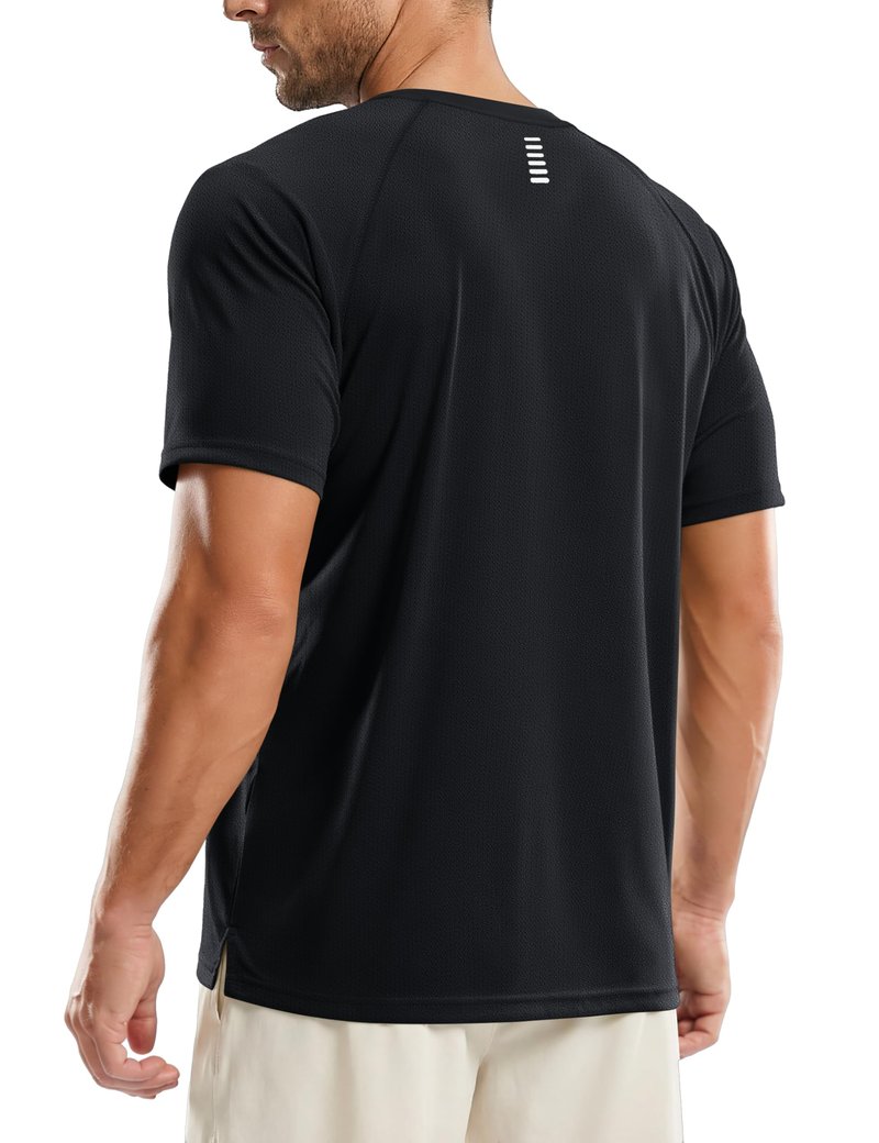 TACVASEN Workout Shirts for Men Quick Dry Short Sleeve T-Shirts Mesh Athletic Dry Fit Running Workout Gym Tee Black L