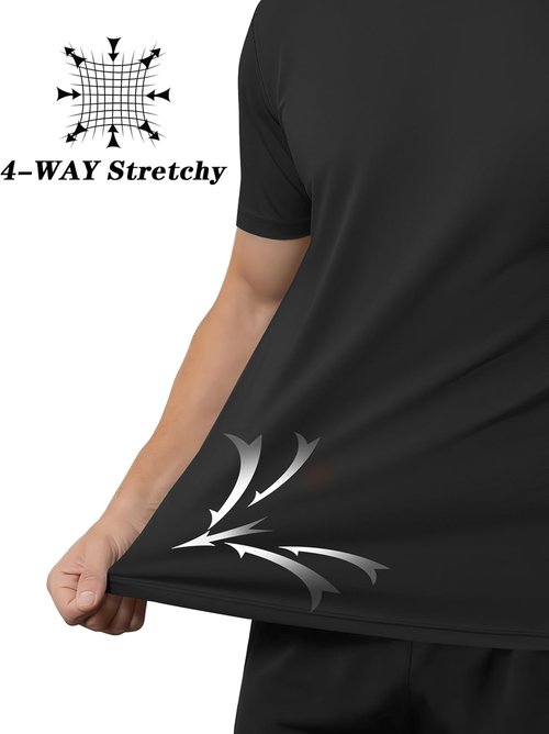 KEFITEVD Men's UPF 50+ Short Sleeve Rash Guard - Quick Dry Sun Protection Athletic Tee