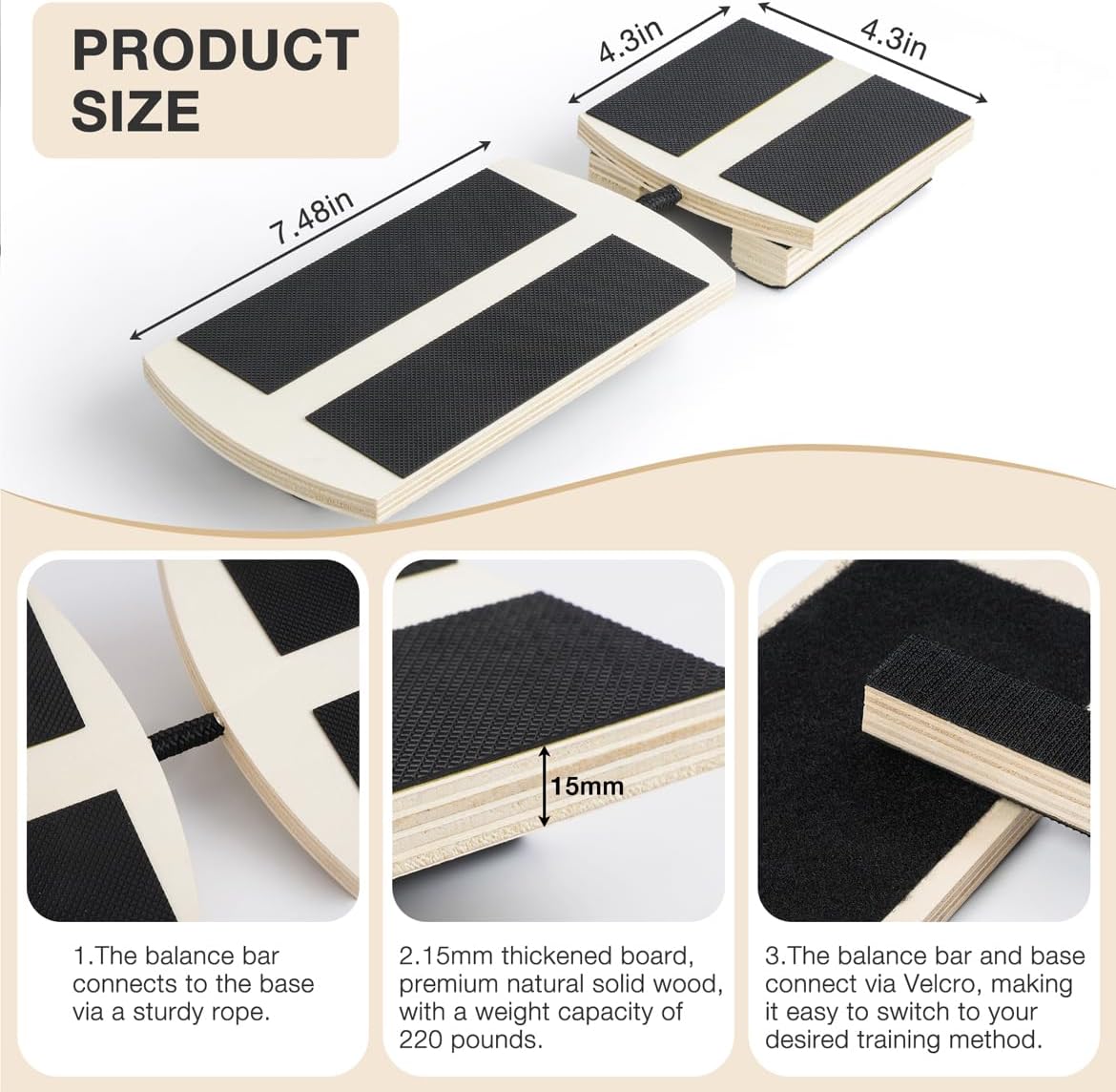 Skiennix Ankle Balance Board - Foot Strengthener for Physical Therapy & Posture Correction | Bamboo Design