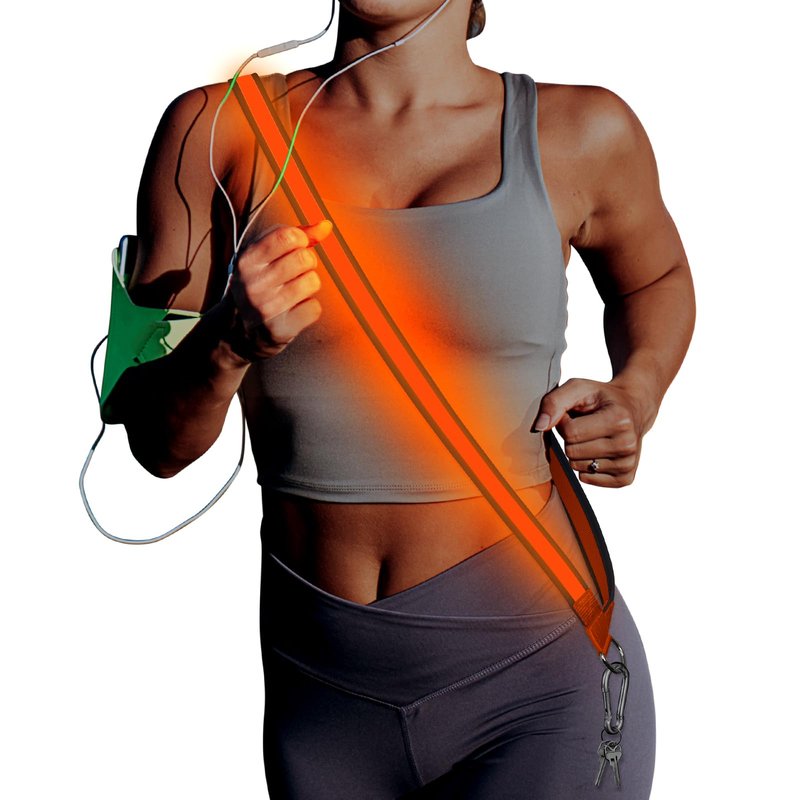 Reflective Walking Gear, Rechargeable Led Reflective Sash, USB Rechargeable Night Walking Safety Gear, High Visibility Safety Lights for Walking at Night for Men Women Jogging Walking Biking (Green)