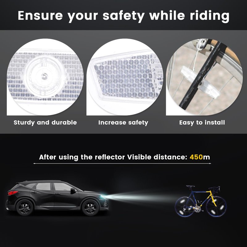 BOHUIZ 4Pcs Bike Spoke Reflectors, Bicycle Wheel Reflectors Bicycle Reflectors for Night Riding Safety Warning Spoke Reflector for Mountain Bikes & Road Bikes
