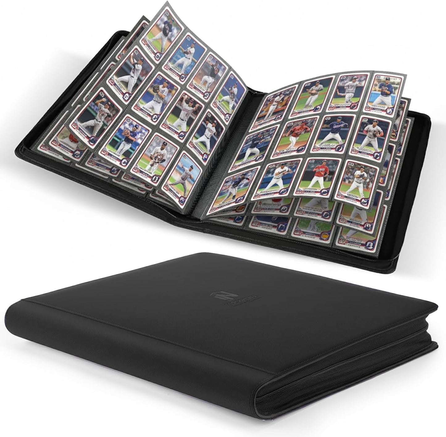 Skiennix Premium Card Binder - 12 Pocket Album for 720 Trading Cards | PU Zipper, Black