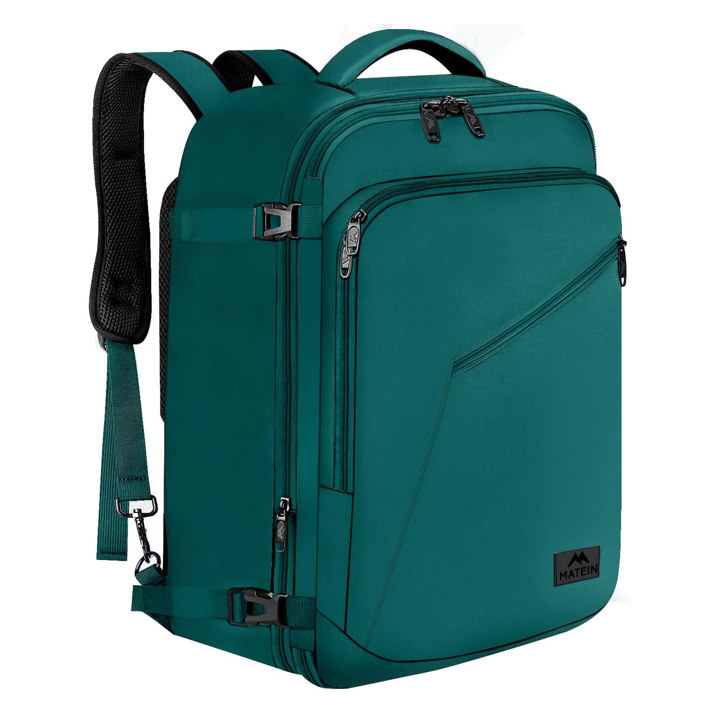 MATEIN Travel Backpack for Men Women, Carry on Backpack for Airplanes, Simple Daypack with Trolley Sleeve, Gifts for International Travelers, 35L, Peacock Blue