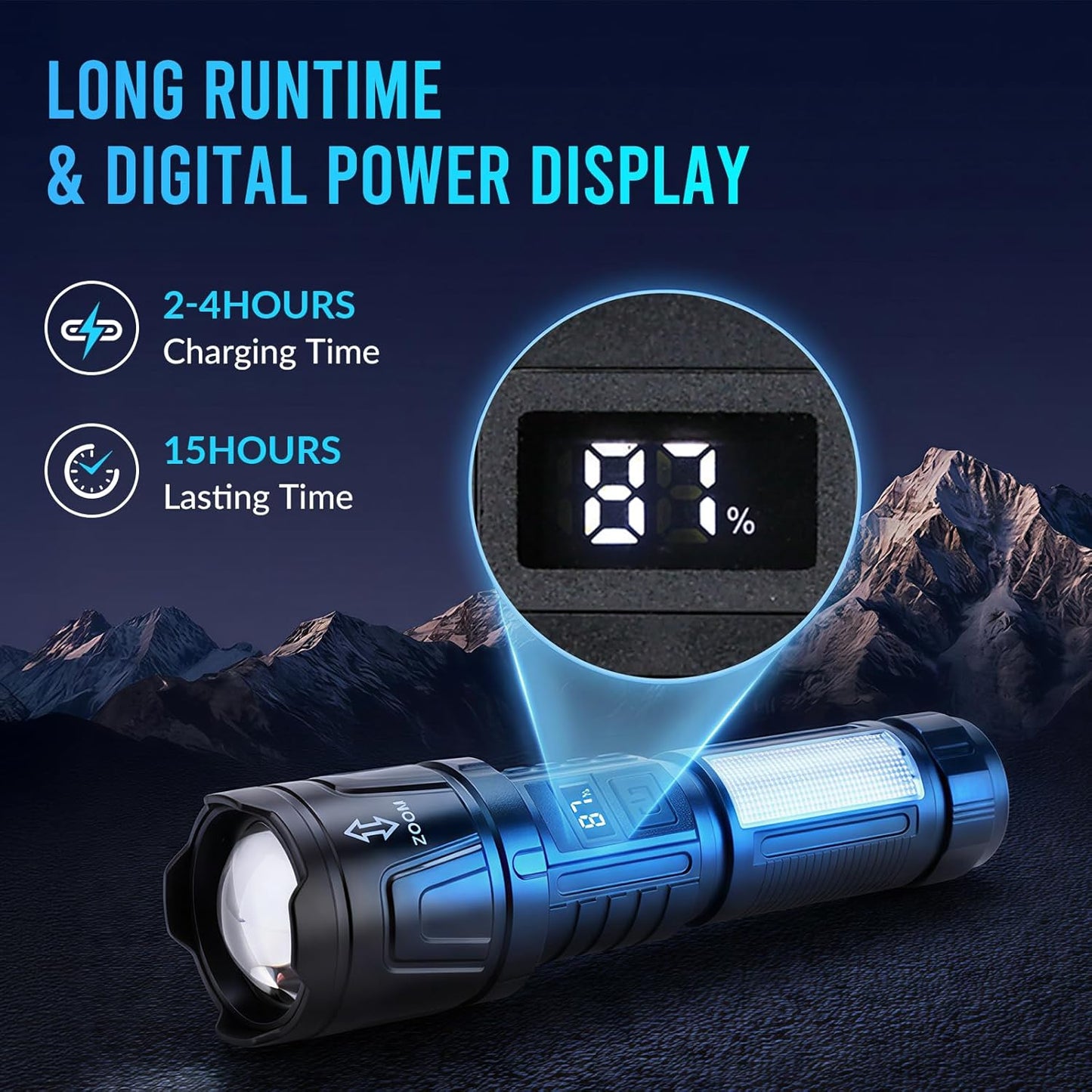 Skiennix Tactical LED Flashlights - Super Bright 1,500,000 Lumens | Rechargeable, Adjustable, 6 Modes, 2-Pack