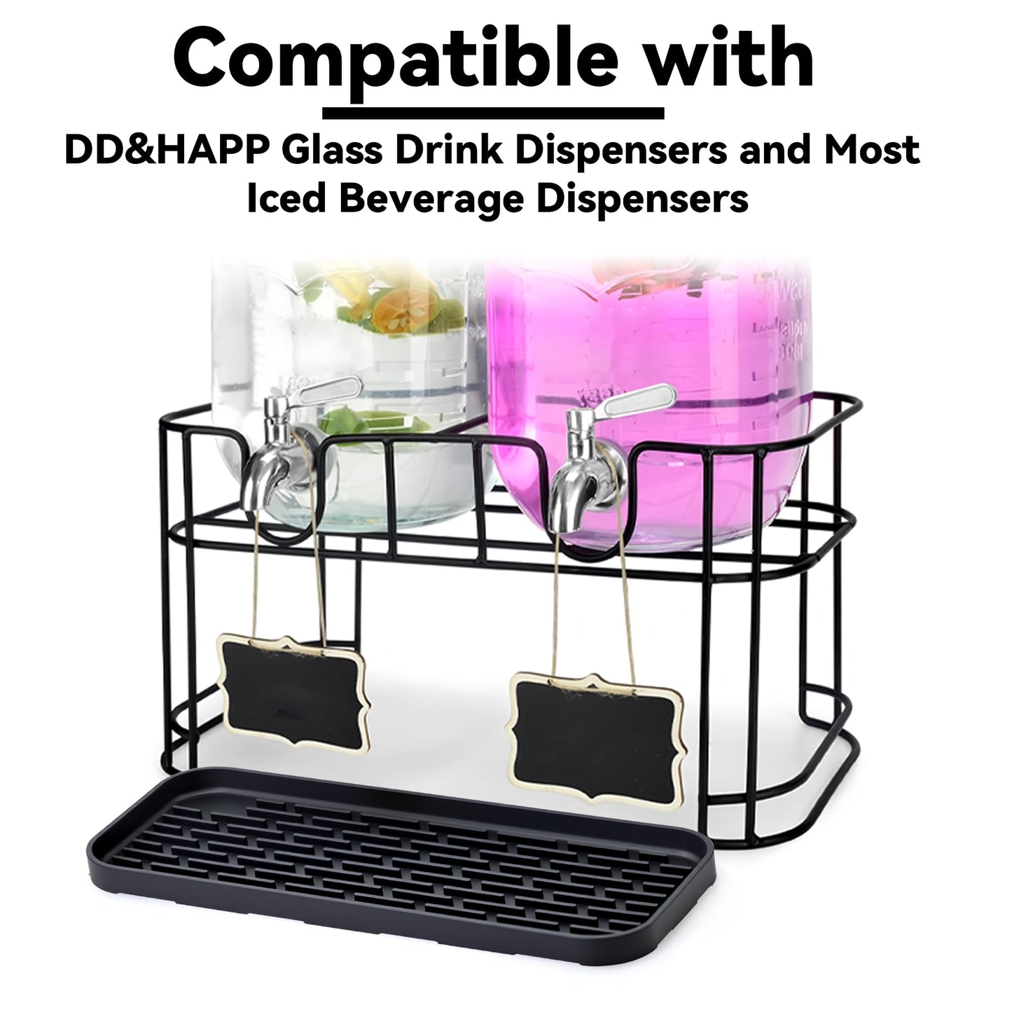 Drip Pan Compatible with 1 Gallon Drink Dispenser, 1 Pcs Silicone Tray Mat for DD&HAPP 1 Gallon Glass Drink Dispenser