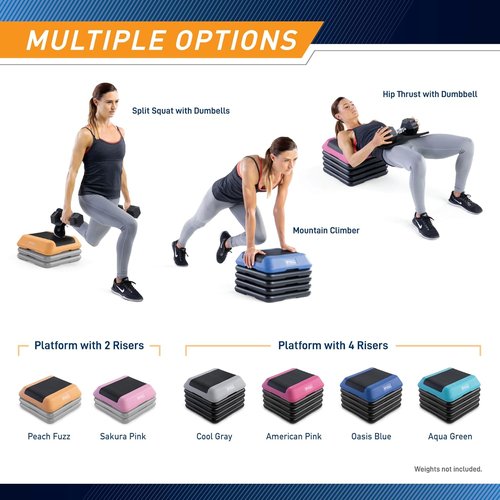 Circuit Fitness by Marcy Adjustable Height Aerobic Step Platform - 16x16 Inches, Non-Slip Surface, Multiple Colors