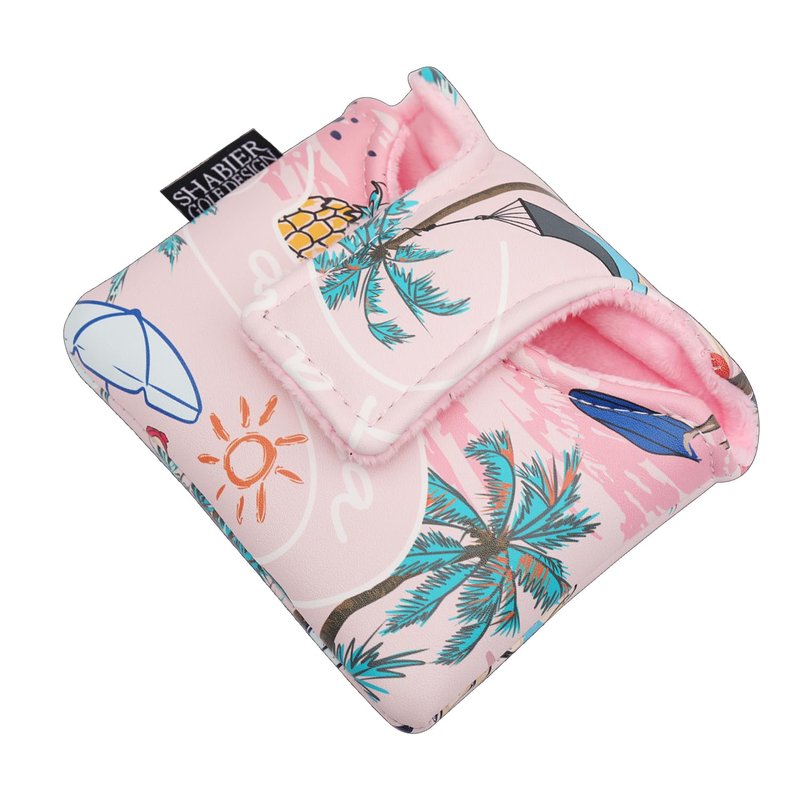 SHABIER Pink Large Mallet Golf Head Cover with Aloha Tropical Hawaii Surf Beach Design